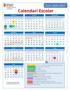 El proper curs escolar començarà el 10 de setembre de 2026 a les Illes Balears