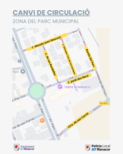 Manacor modifica el sentit de circulació a sis carrers de l’entorn del Parc Municipal
