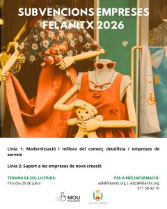 Felanitx obre la convocatòria d’ajudes per modernitzar el comerç i donar suport a noves empreses