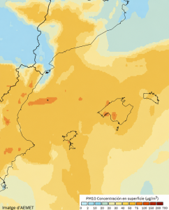 Un episodi de pols africana empitjora la qualitat de l’aire a les Illes Balears