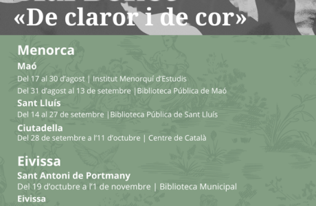 Retrat i cartell informatiu sobre la mostra dedicada a l'autor Blai Bonet