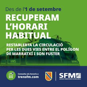 SFM repren els horaris habituals i la doble via a partir de l’1 de setembre