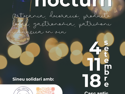 Parades i ambient nocturn al nucli antic de Sineu durant els mercadets solidaris.