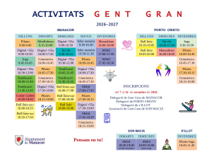 Manacor ofereix 984 places gratuïtes en activitats per a la gent gran el curs 2026-2027