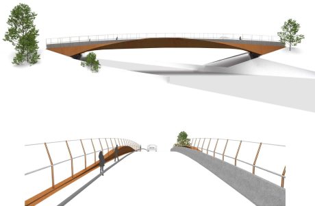 Projecte del futur pont elevat sobre les vies del tren al camí des Moliners de Santa Maria del Camí