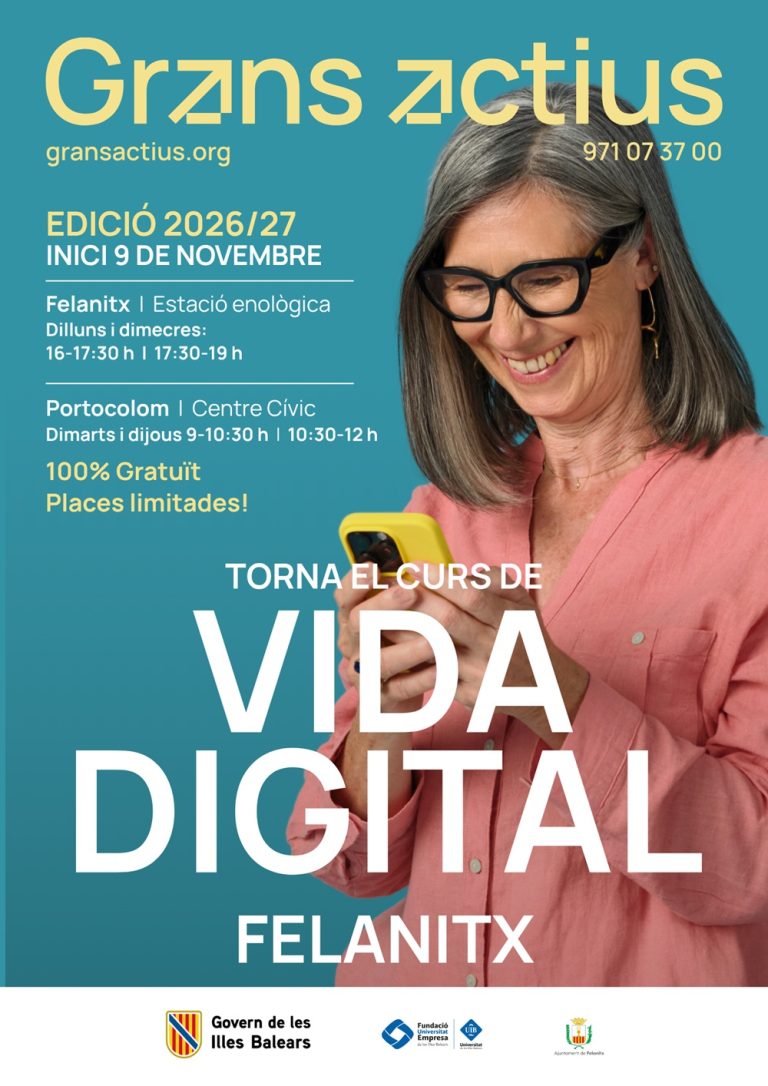 Felanitx ofereix tallers digitals gratuïts per a majors de 55 anys a partir del 9 de novembre