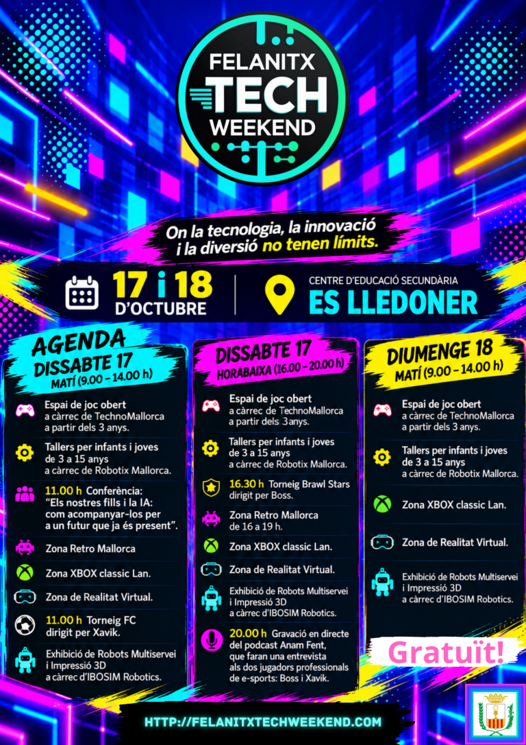 Felanitx Tech Weekend omple Es Lledoner el 17 i 18 d’octubre amb accés lliure i gratuït